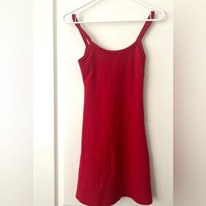Los Angeles Apparel heavy Rib Spaghetti mini dress-red